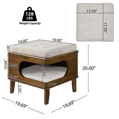 Letitia - Cat Bed Ottoman - Walnut