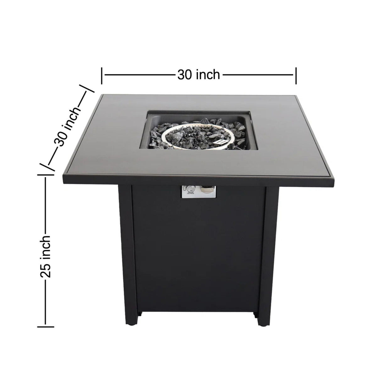 Powder Coated Fire Pit With Top - Black