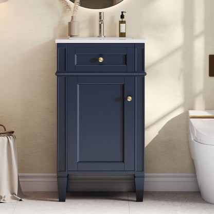 French Style Bathroom Vanity With Sink, Soft-Closing Door, Adjustable Shelf, Rectangular Design
