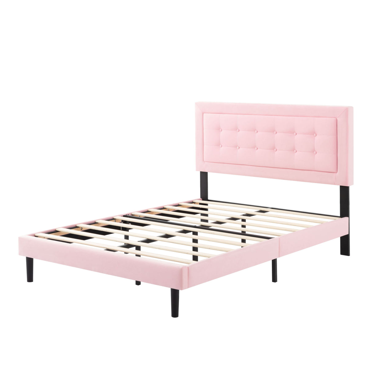 Upholstered Platform Bed With Slats