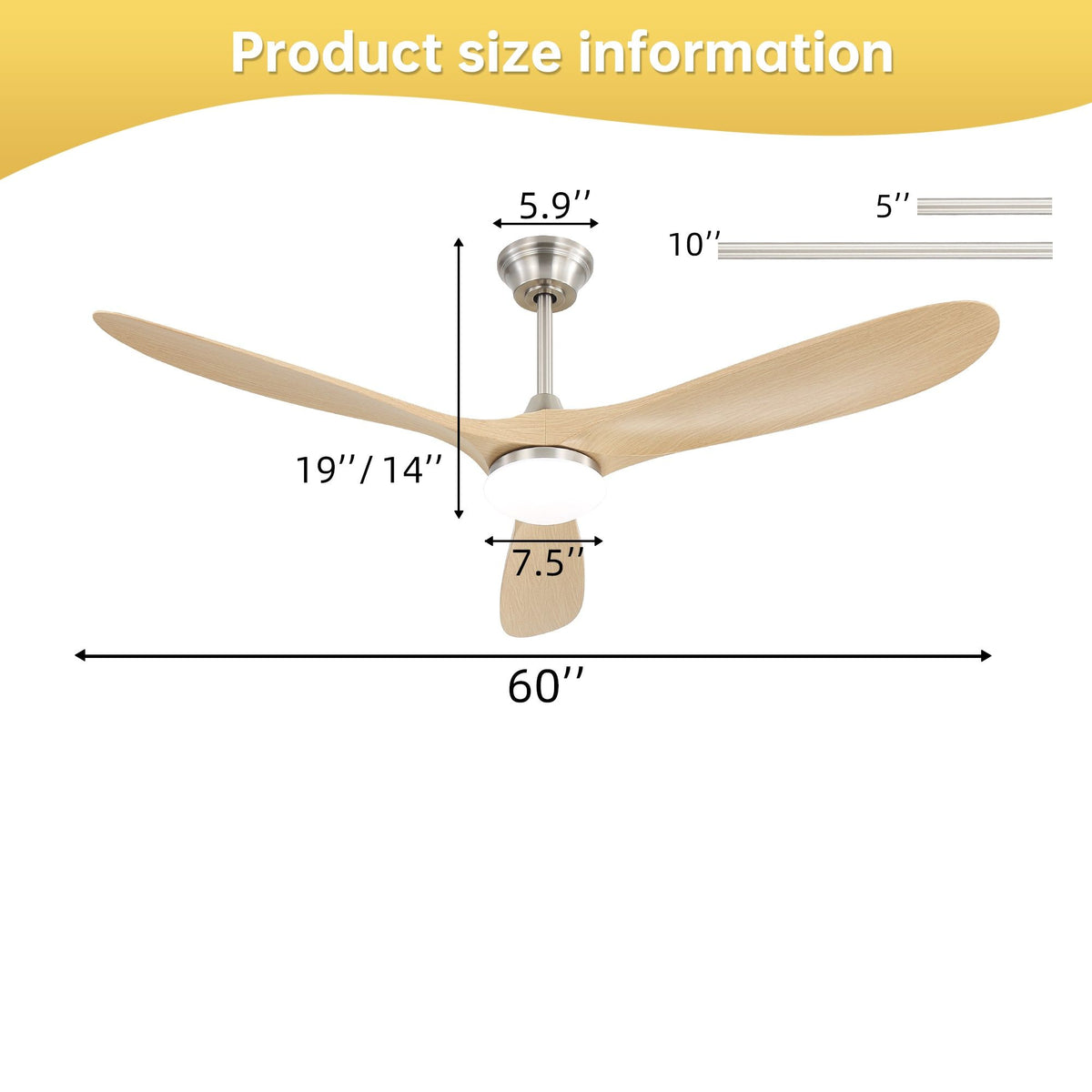 Smart Ceiling Fan With Lights, 3 Blades, Reversible Quiet DC Motor For Indoor