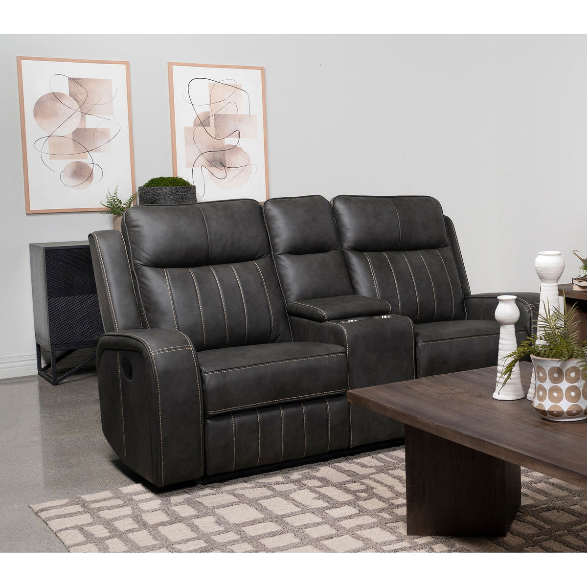 Forrest - Motion Reclining Loveseat With Console - Gray