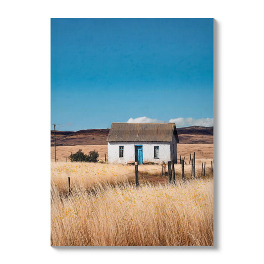 House, Barn Picture Wall Art For Home Decor - Natural / Blue