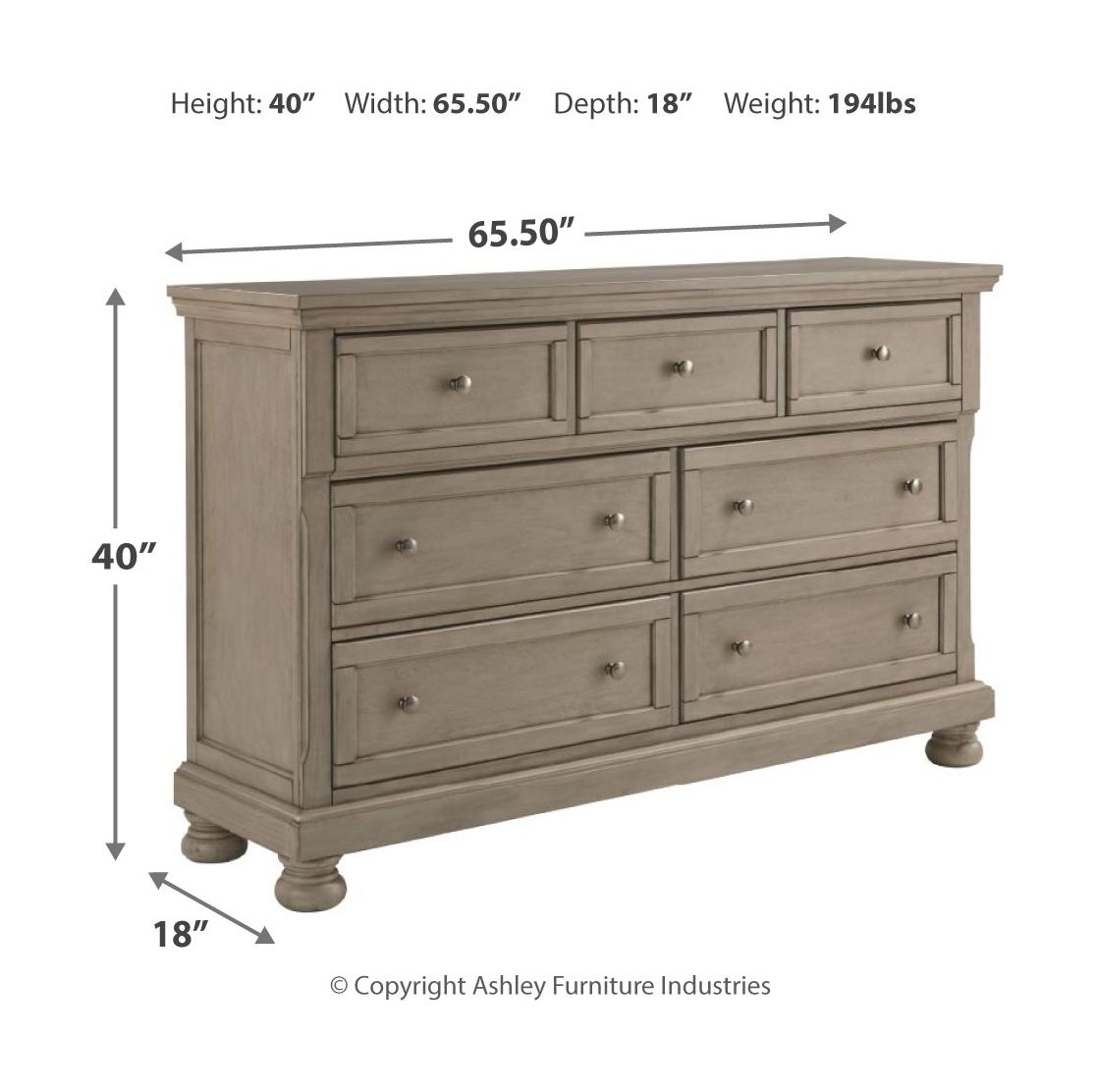 Lettner - 4 Pc. - Dresser, Mirror, Chest, King Sleigh Bed with 2 Storage Drawers - Light Gray