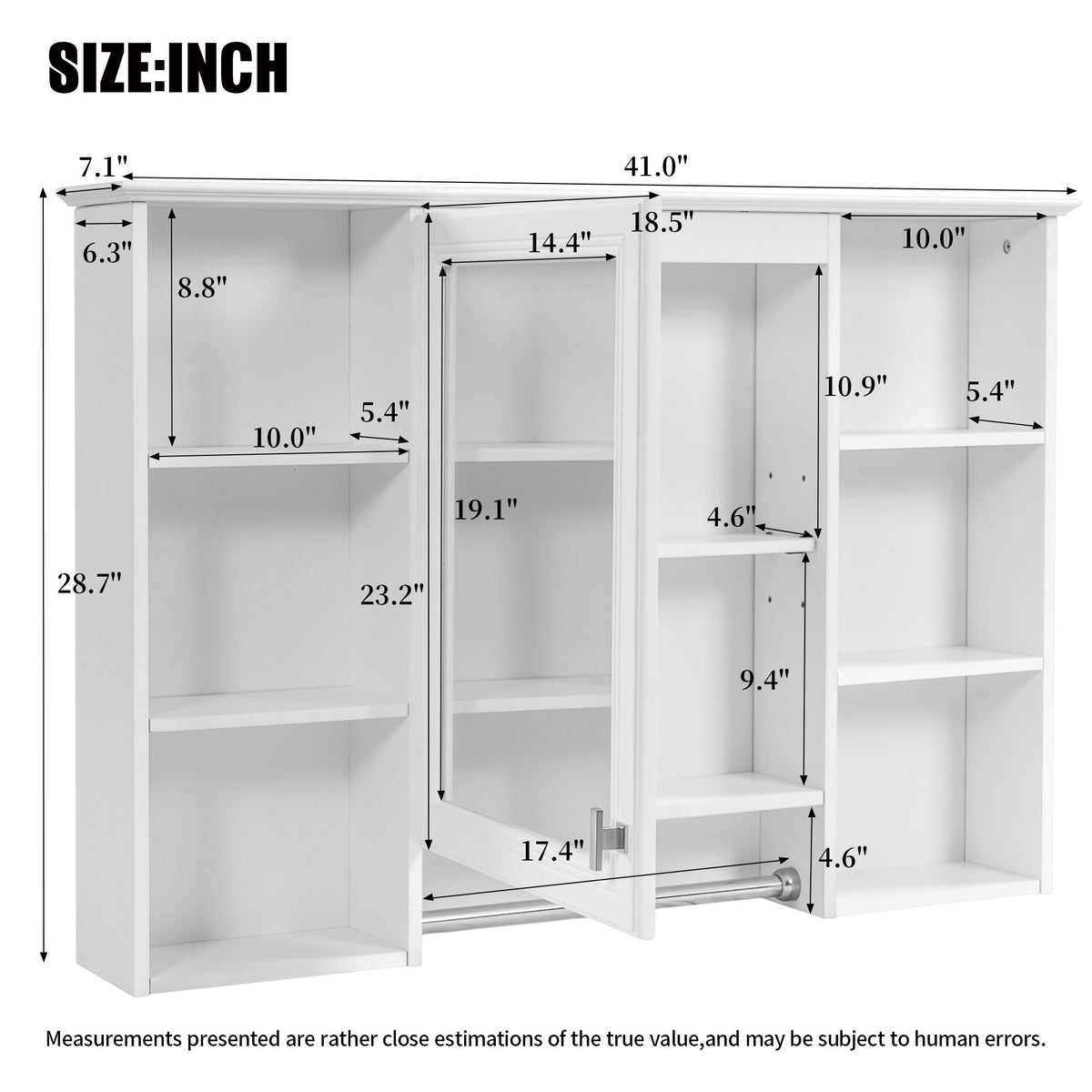 3 In 1 Bathroom Mirror Cabinet With Adjustable Shelf, Soft Close Door, High Definition Mirror & Towel Bar - White