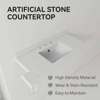 Basin Sink With 2" Thick Rim, Triple Faucet Holes, Sink Only