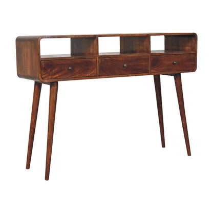Triple Curved Console Table - Brown