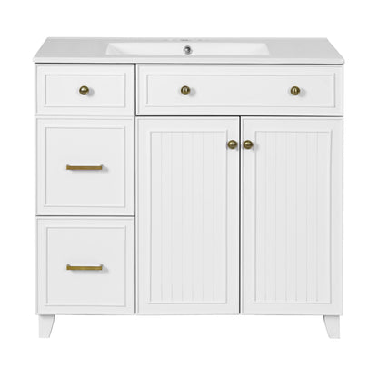 Bathroom Vanity With Sink, Soft Close Doors, Adjustable Shelves