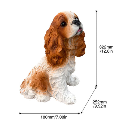 Charlie The Beagle Garden Statue, Outdoor Ornament - Brown / Antique White