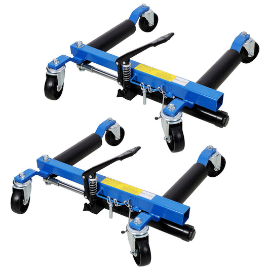 Hydraulic Car Wheel Dolly (Set of 2) With Foot Pedal Lift, 1, 500Lbs Capacity - Black / Blue