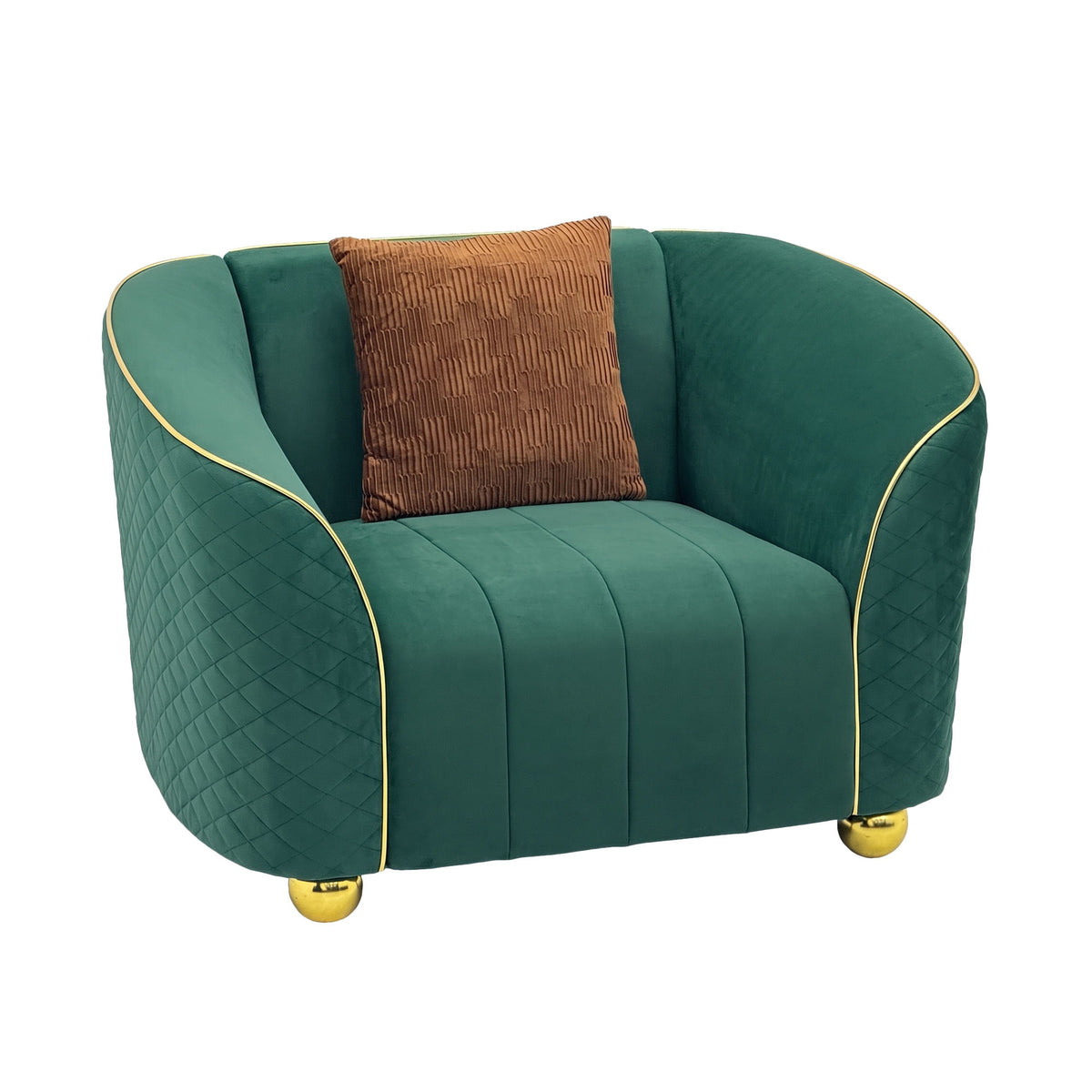 Single Sofa With Deep Seating And Durable Frame - Green