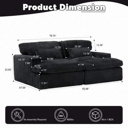 Double Chaise Lounge Chair, Oversized Upholstered Sleeper Cloud Couch