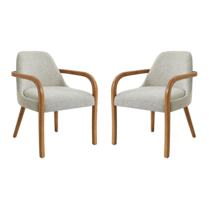 Dining Indoor Upholstered Armchairs (Set of 2) - Beige / Light Oak