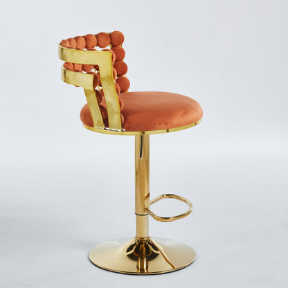 Modern Bar Chair With Iron Tube Legs, Soft Cushions And Comfortable Backrest (Set of 2)