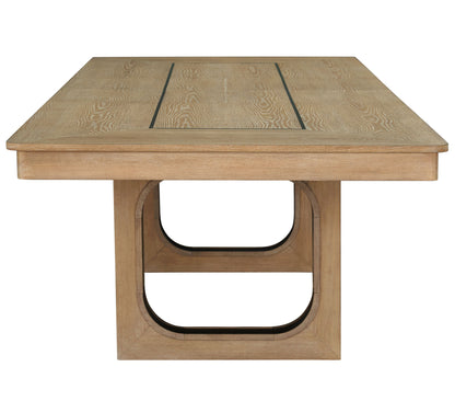 Escape - Dining Rectangular Table With Console And 8 Caster Chairs - Glazed Natural Oak Black Metal Trim