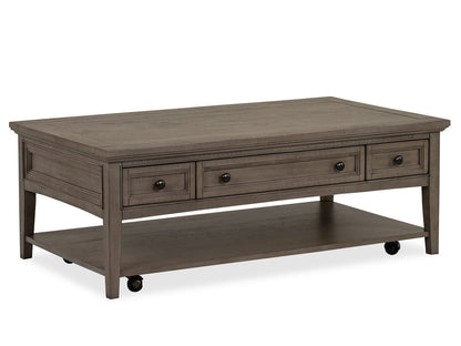 Paxton Place - Rectangular Cocktail Table With Casters - Dovetail Gray