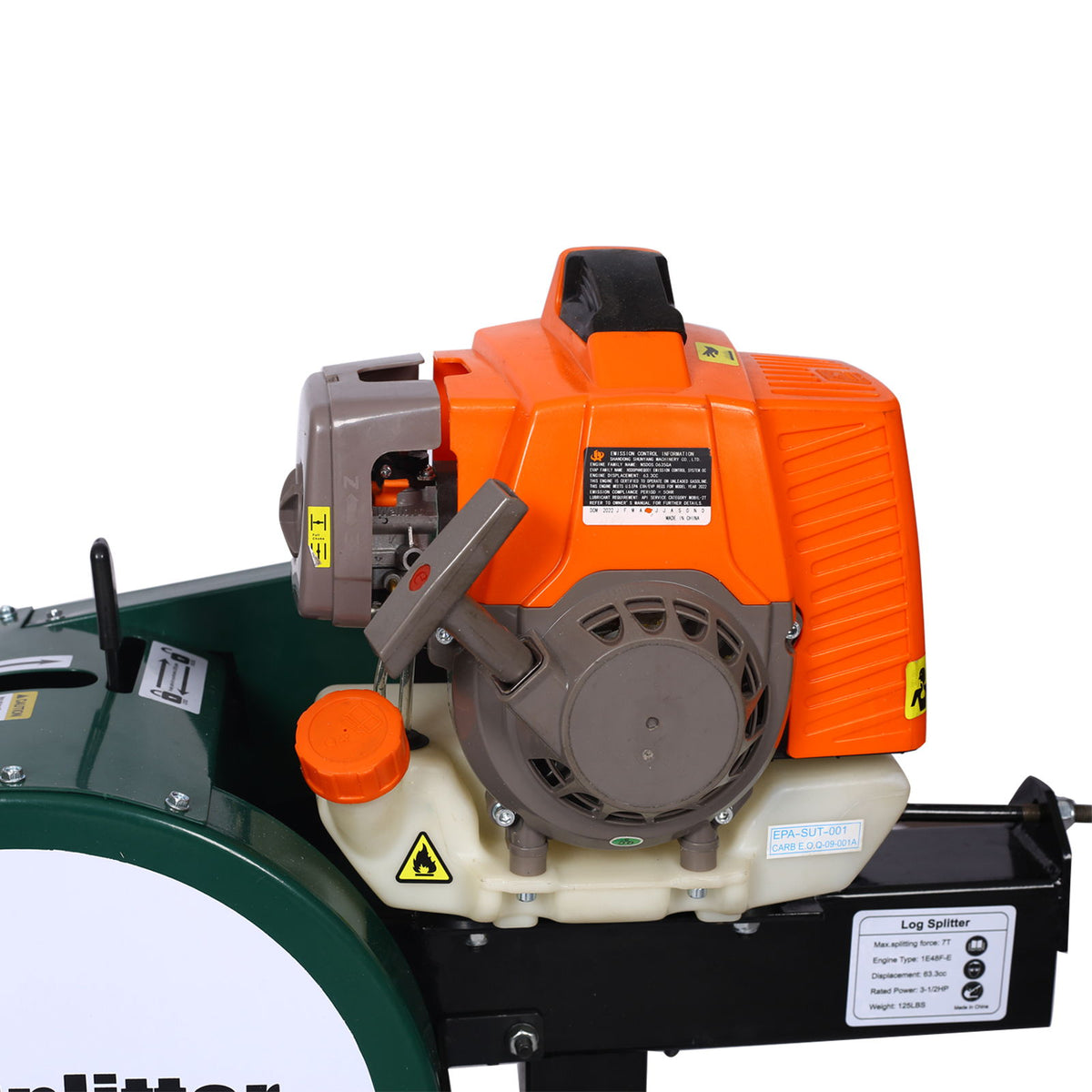Portable Double Flywheel Electric Log Splitter 7 Ton Gas Log Splitter With Auto Return Steel - Gray
