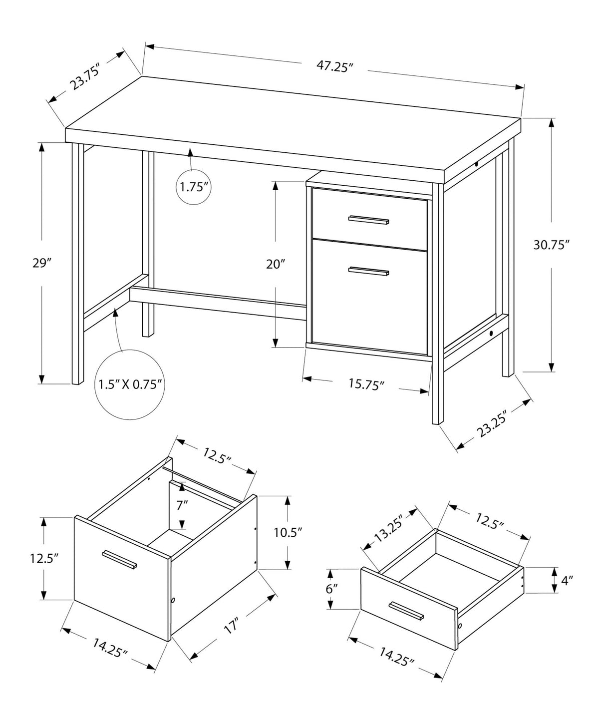 Computer Desk For Home Office, Left, Right Set - Up, Storage Drawers, Modern Design