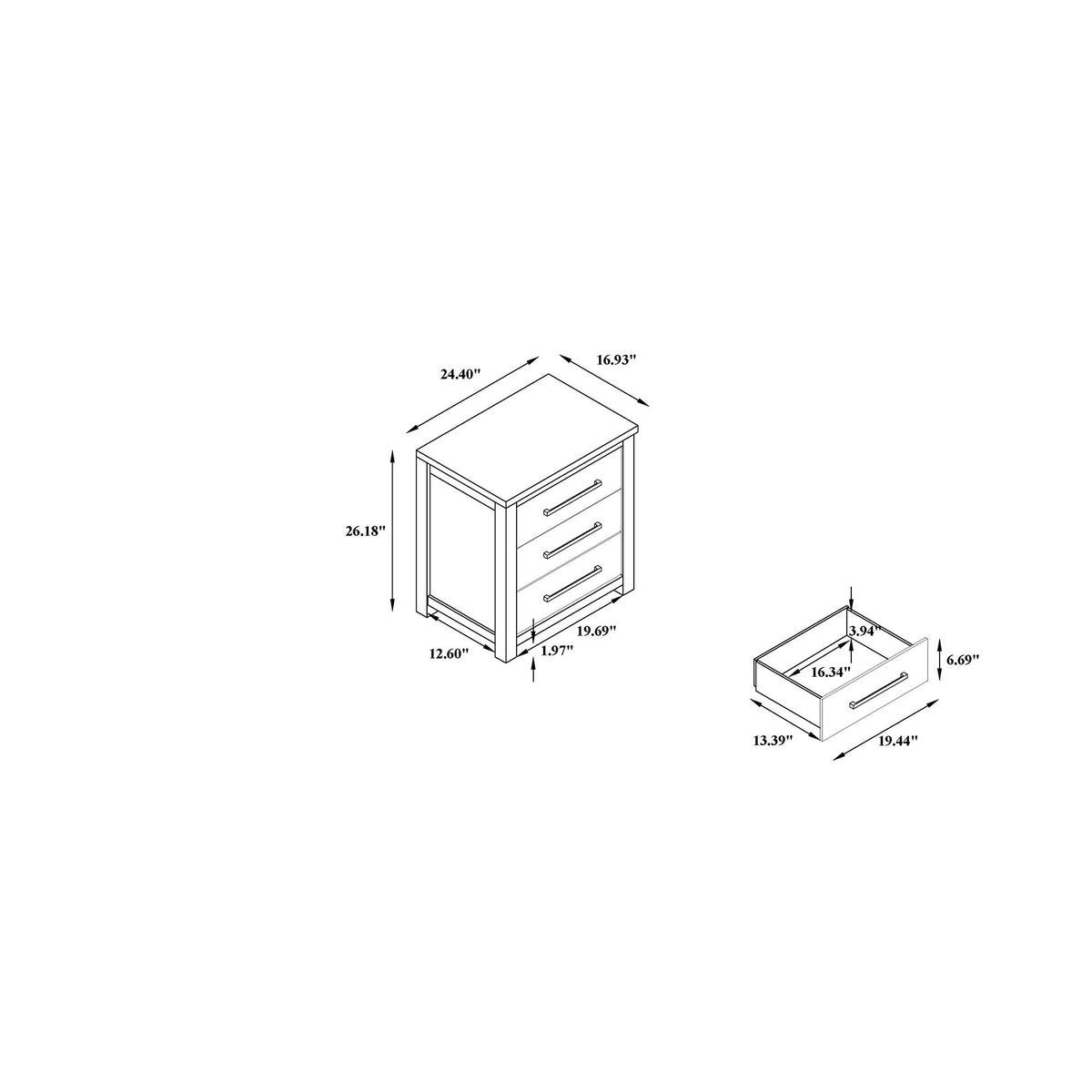 Avery - Nightstand With Top Spacious Drawers, Block Feet - Beige