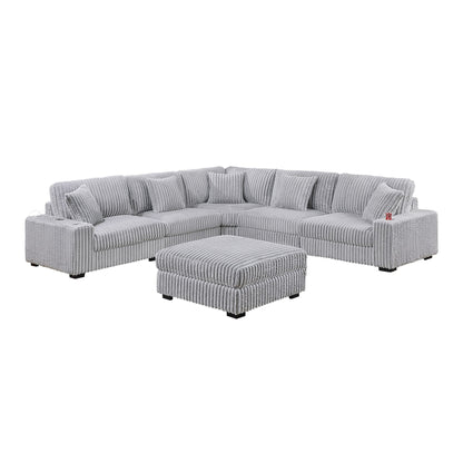 Contemporary Style Modular Sectional Sofa Set With USB, Cup Holder