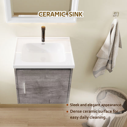 Floating Bathroom Vanity Combo, Wall Mounted Cabinet With Sink & Soft Close Doors For Small Bathrooms