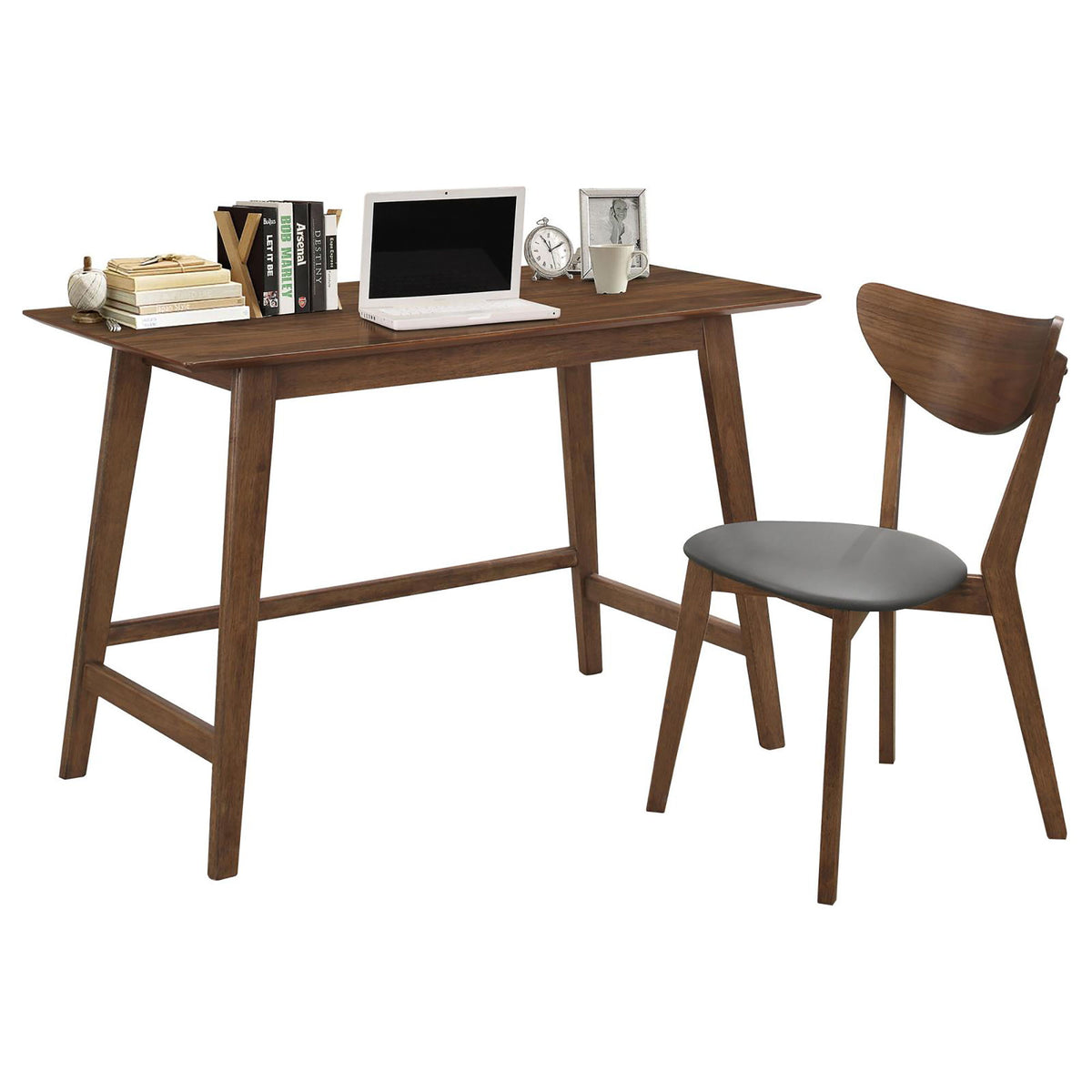2 Piece Writing Desk Set With Chair - Brown