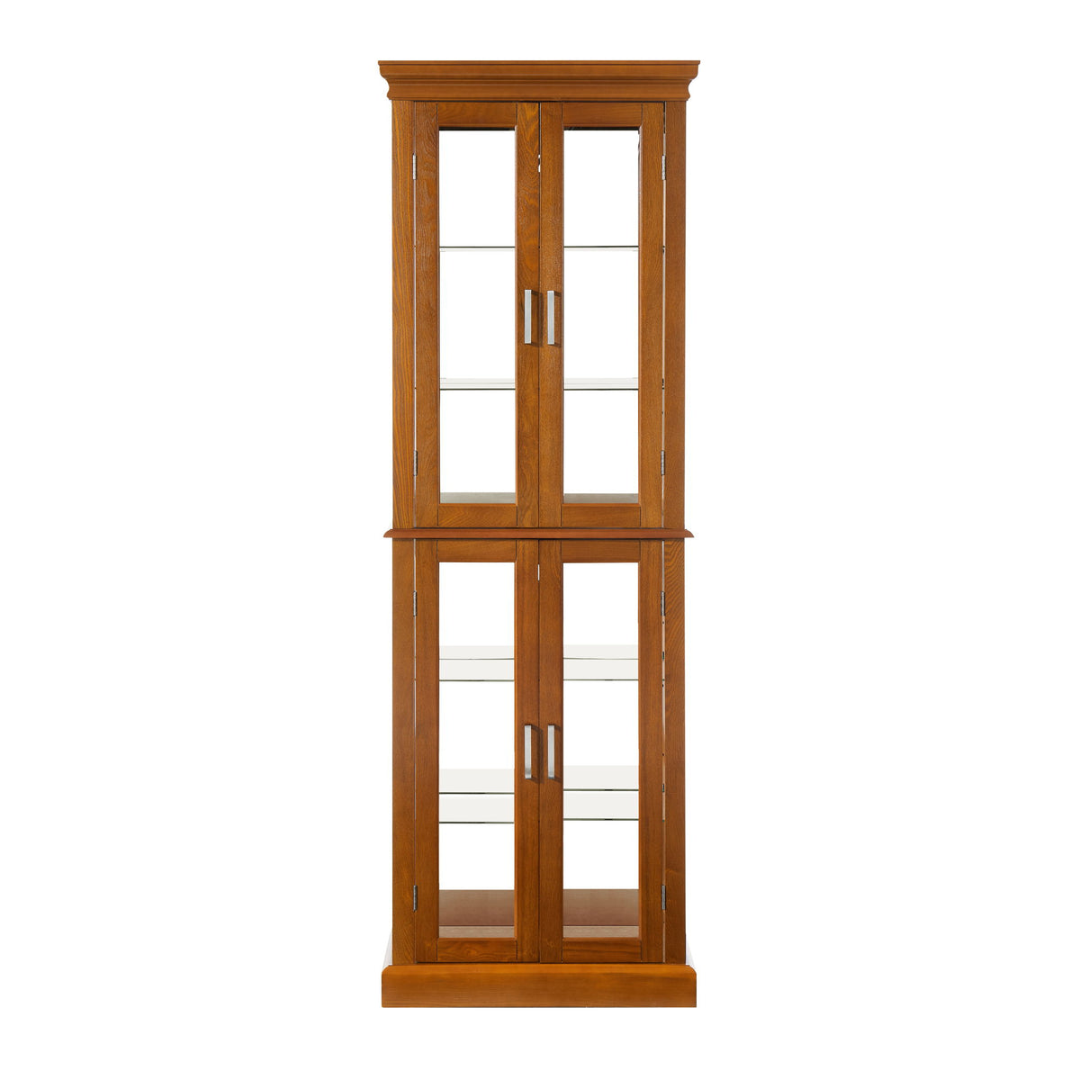 Curio Cabinet Lighted Curio Diapaly Cabinet With Adjustable Shelves And Mirrored Back Panel, Tempered Glass Doors (6 Tier), (E26 Light Bulb Not Included)