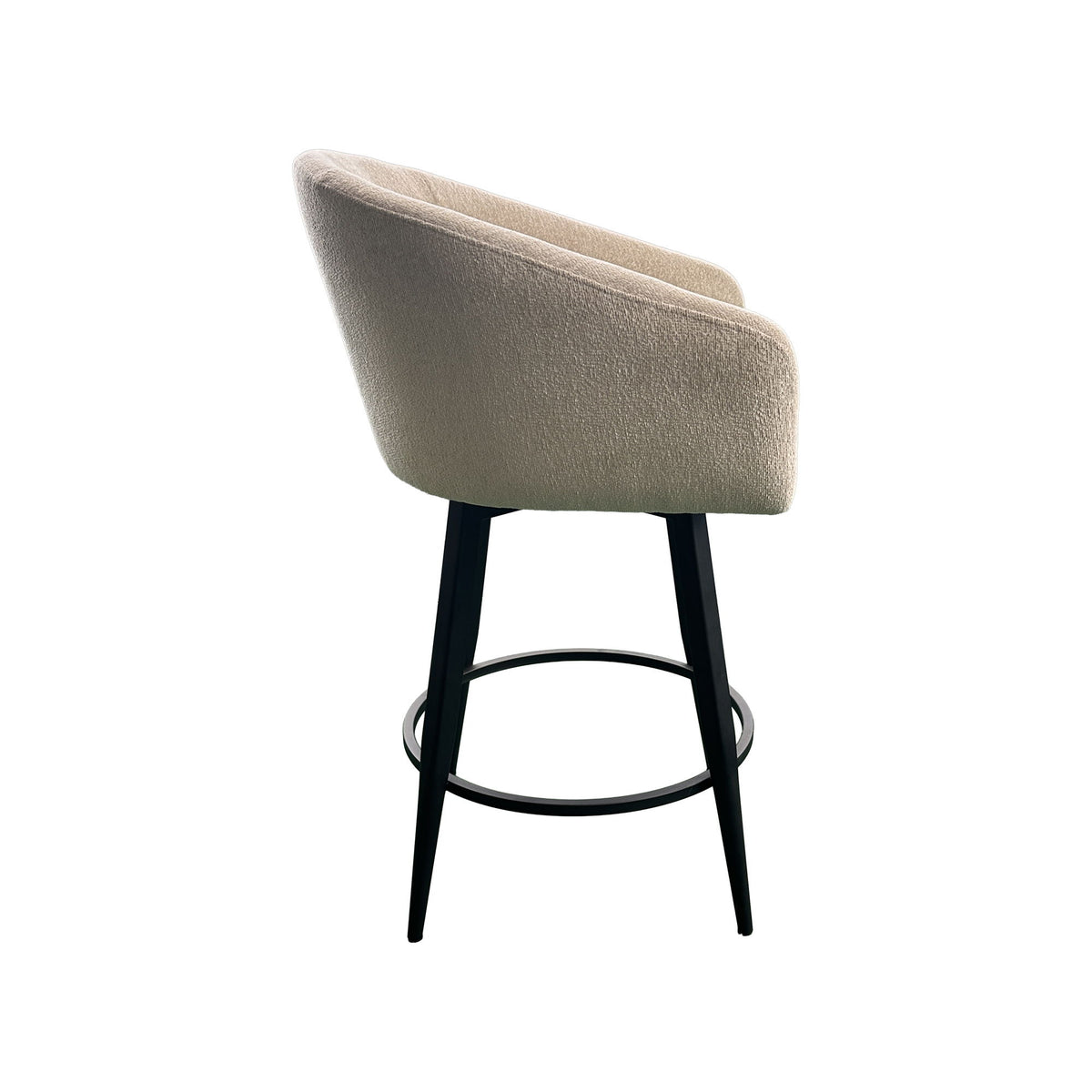 Metal Base Barstools - Barstool With Barrel Seat - Champagne