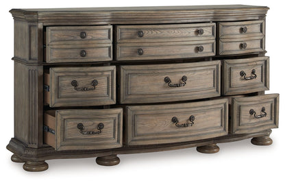 Ardenfield - 3 Pc. - Dresser, Mirror, California King Upholstered Sleigh Bed - Light Brown