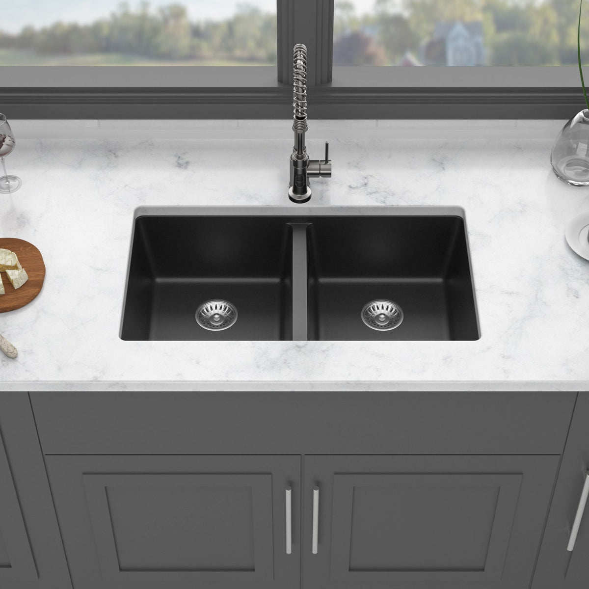 Granite Composite Double Bowl Undermount Kitchen Sink