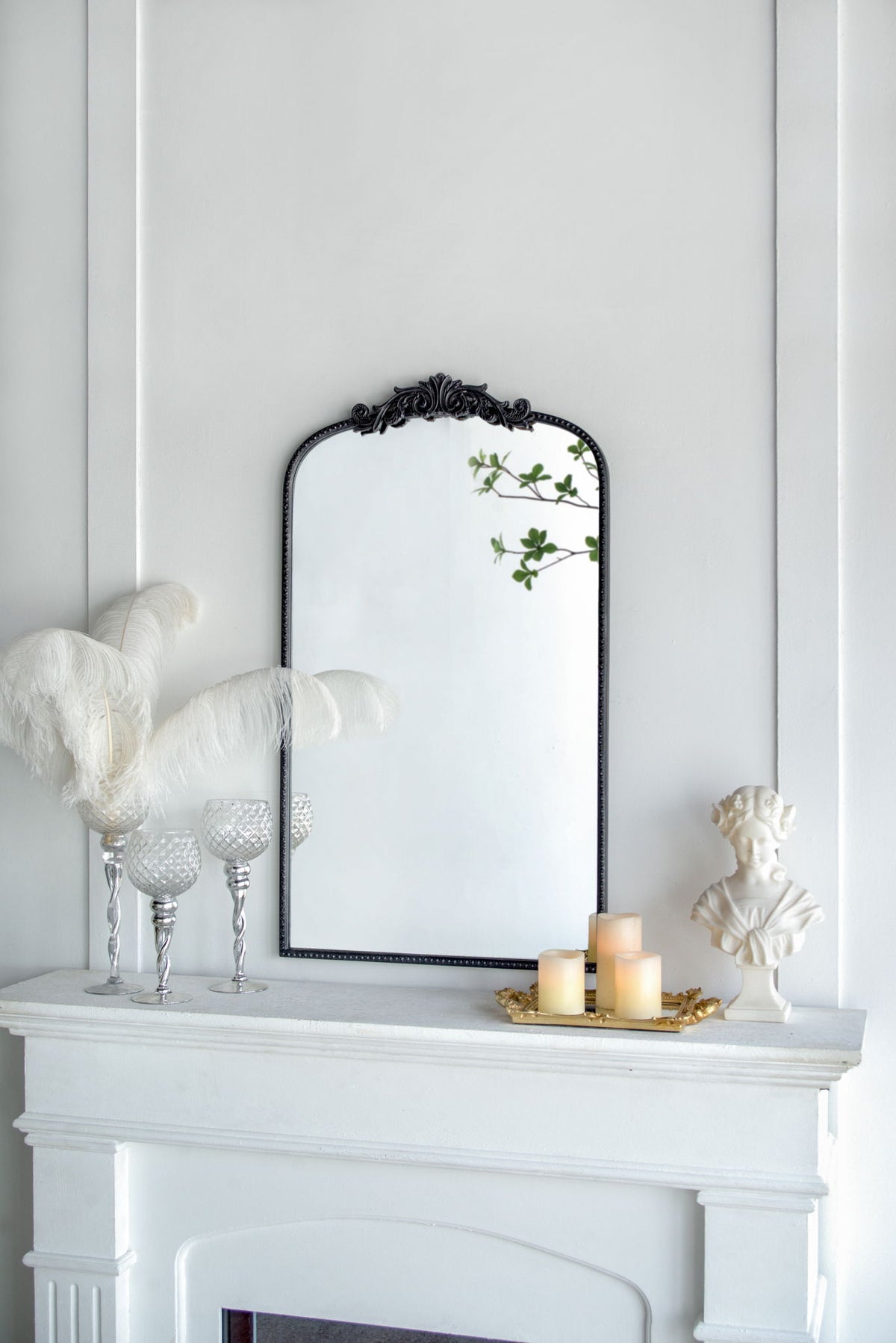 Arch Mirror, Baroque Inspired Wall Decor For Bathroom, Bedroom, Living Room