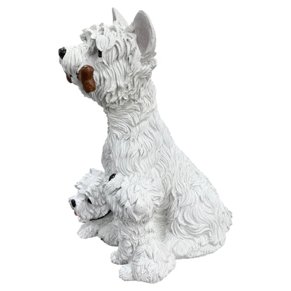 West Highland Terrier Garden Statue, Outdoor Decorative Sculpture - White