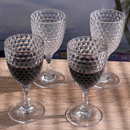 Diamond Cut Plastic Wine Glasses (Set of 4)