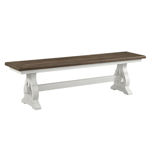 Drake - Dining Bench - Rustic White / French Oak