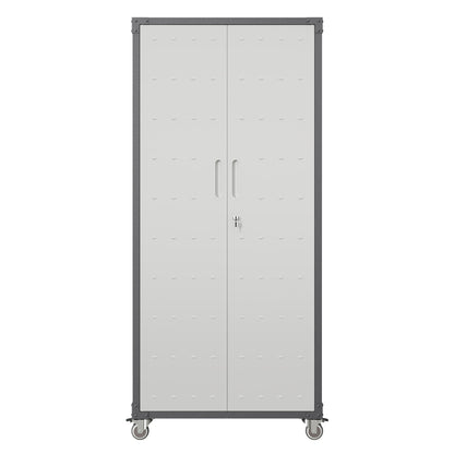 Metal Garage Storage Cabinet With Wheels Heavy Duty Tool Storage Cabinet - Black / Gray
