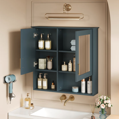 2 In 1 Wall-Mounted Mirror Cabinet With Adjustable Shelves, Soft-Close Doors, High-Definition Mirror & Storage