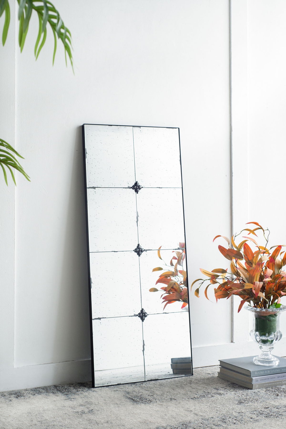 Traditional Decor Style Antique Glass Panel Mirror, Wall Mirror For Bathroom Entryway Console Lean Against Wall