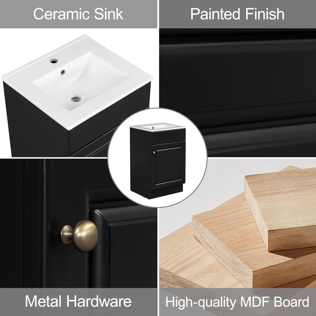 Bathroom Vanity With Sink, Cabinet With Adjustable Shelf