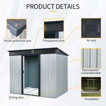 Outdoor Metal Storage Shed And Transparent Plate For Garden, Lawn