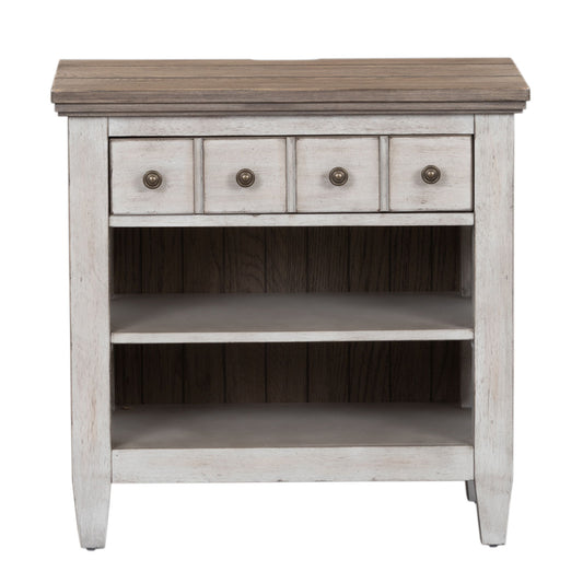 Heartland - 1 Drawer Nightstand With Charging Station - Antique White / Tobacco Tops
