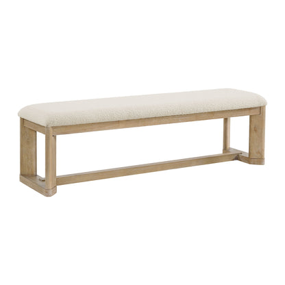 Upholstered Dining Bench - Brown - Wood