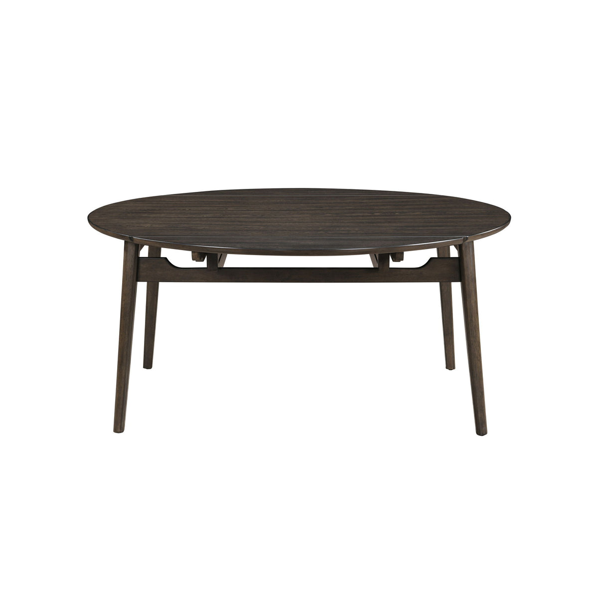 Rex - 65" Round Table With Self Storing Leaves - Walnut Brown