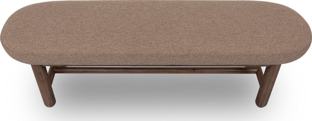 Astor - Oval Upholstered Bench - Wheat Bread / Claystone