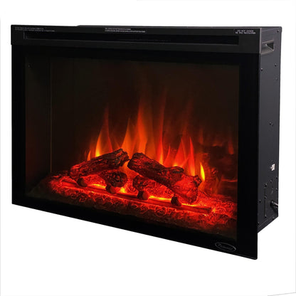 Electric Fireplace 30" With Adjustable Lighting And Remote Control - Black
