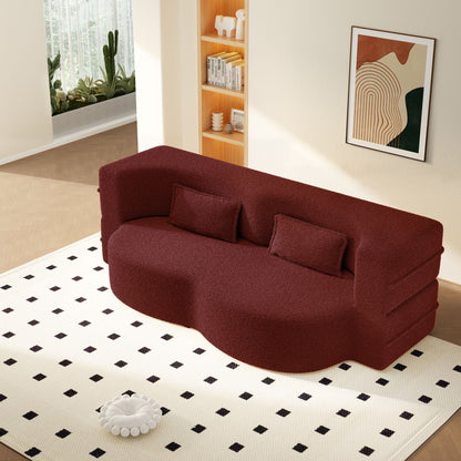 Modern Floor Sleeper Sofa Bed With 2 Pillows, Convertible Twin Size Folding Mattress For Living Room