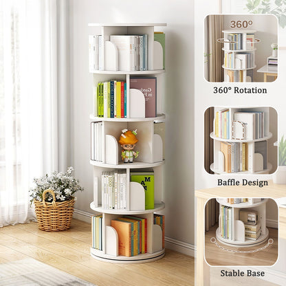 5 Tier Rotating Bookshelf, Spinning Design