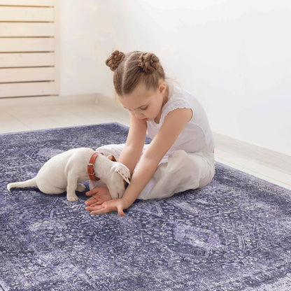 Maval - 3' X 5' Washable Area Rug - Anthracite