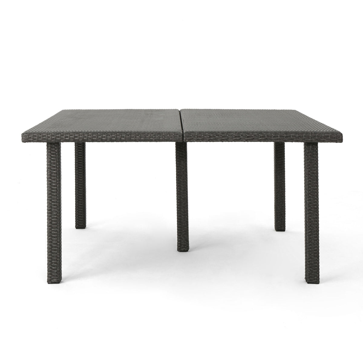 Outdoor Square Rattan Wicker Dining Table - Gray