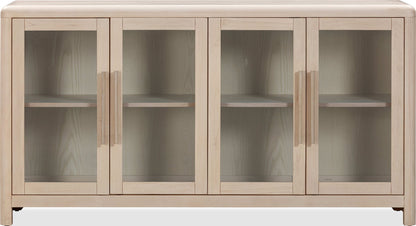 Liv - Glass Door Ash Wood Sideboard - White Sand
