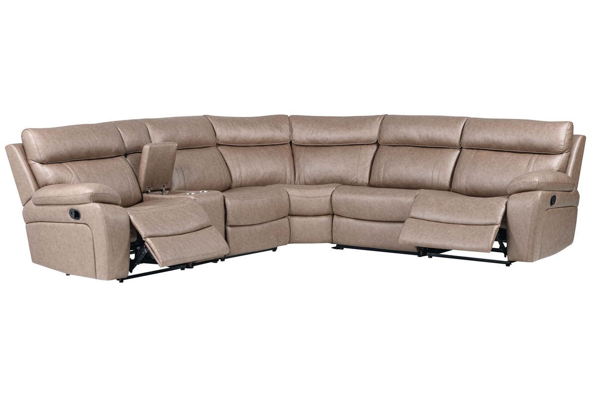 Theon - 6 Piece Modular Manual Reclining Sectional And Entertainment Console - Stokes Toffee